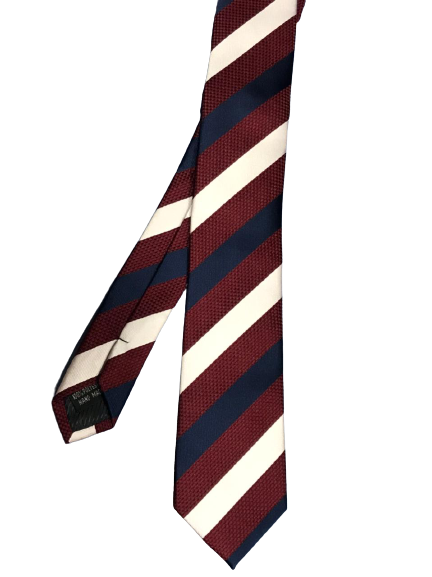 Maroon Blue White Stripes Tie