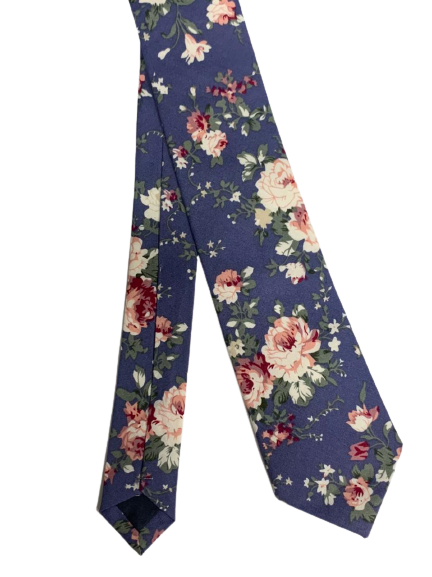 Denim Blue Floral Tie