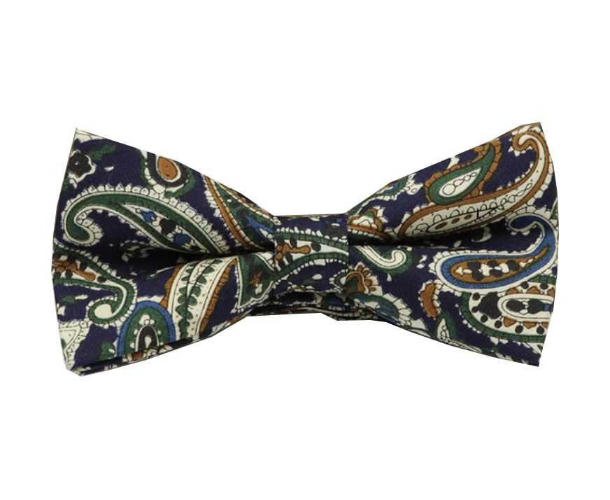 Blue, White Paisley Bow