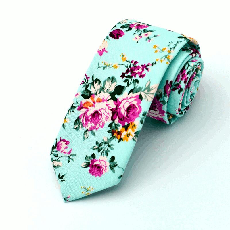 Aqua Green with Pink Flowers Tie