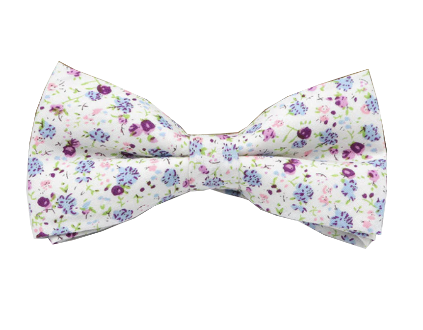 White &amp; Purple Flower Bow