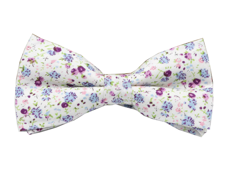 White &amp; Purple Flower Bow