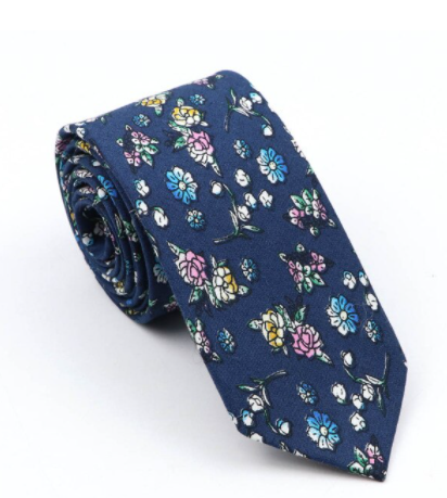Blue Intricate Flowers Tie