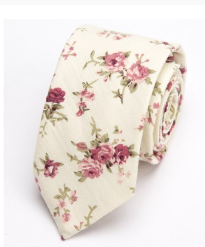 Creme Floral Tie