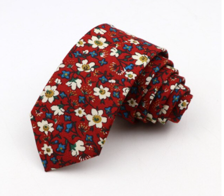 Red Intricate Flowers Tie