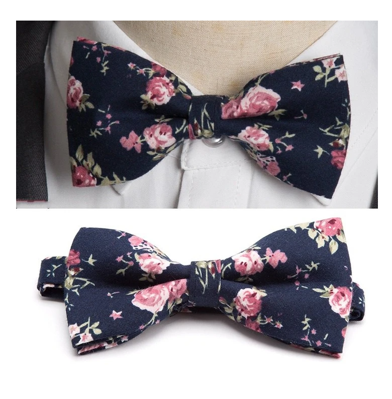 Dark Blue with pink flowers bow