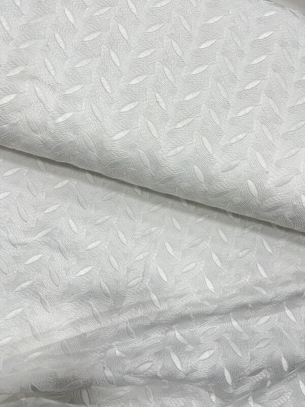 White Lucknowi Fabric