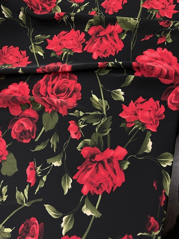 Black &amp; Red Floral Fabric