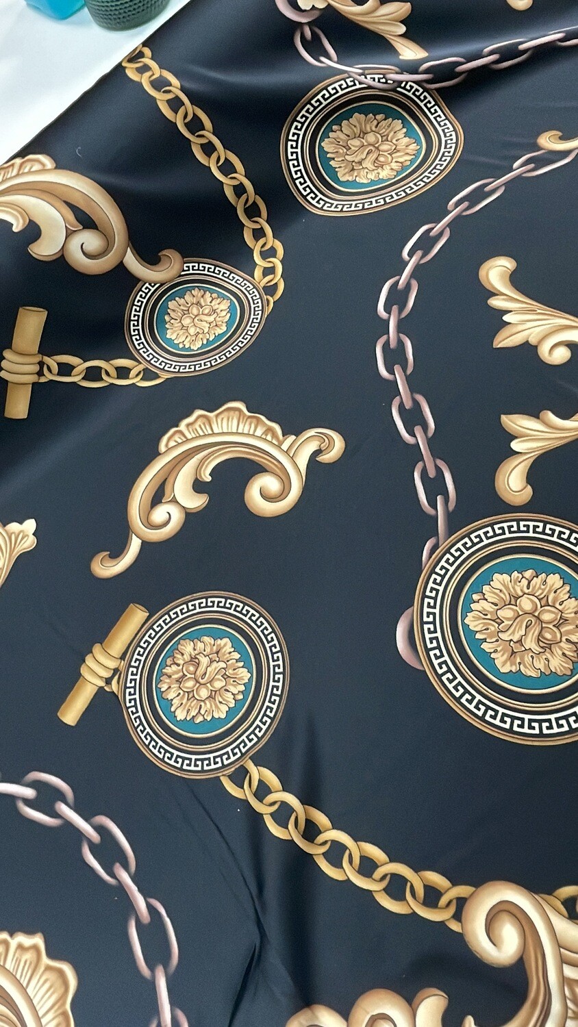 Black Circle Chain Printed Fabric