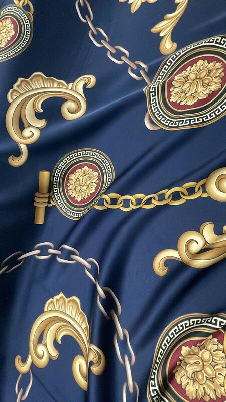 Blue Circle Chain Printed Fabric