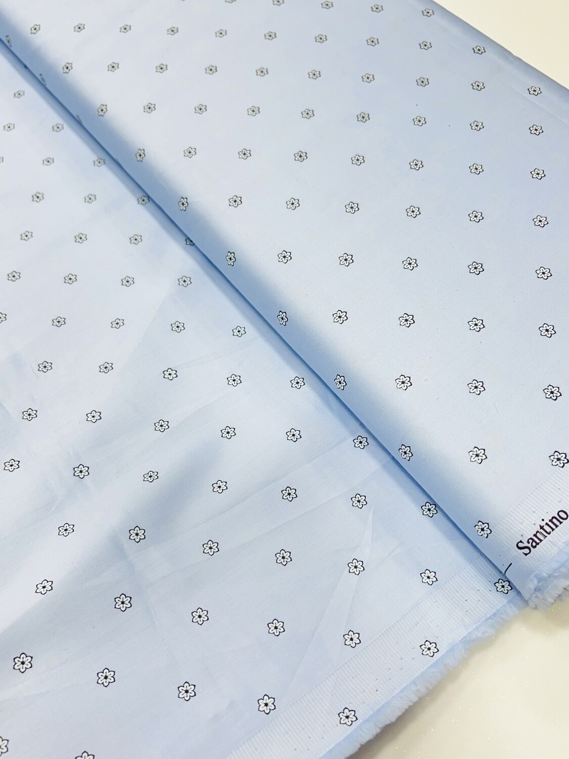 Sky Blue Flower Print Fabric