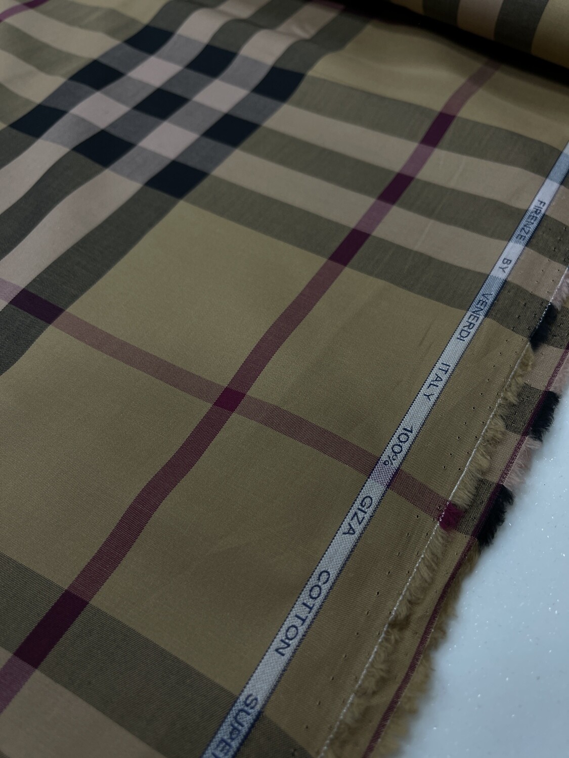 VCP Medium Beige Checks Fabric