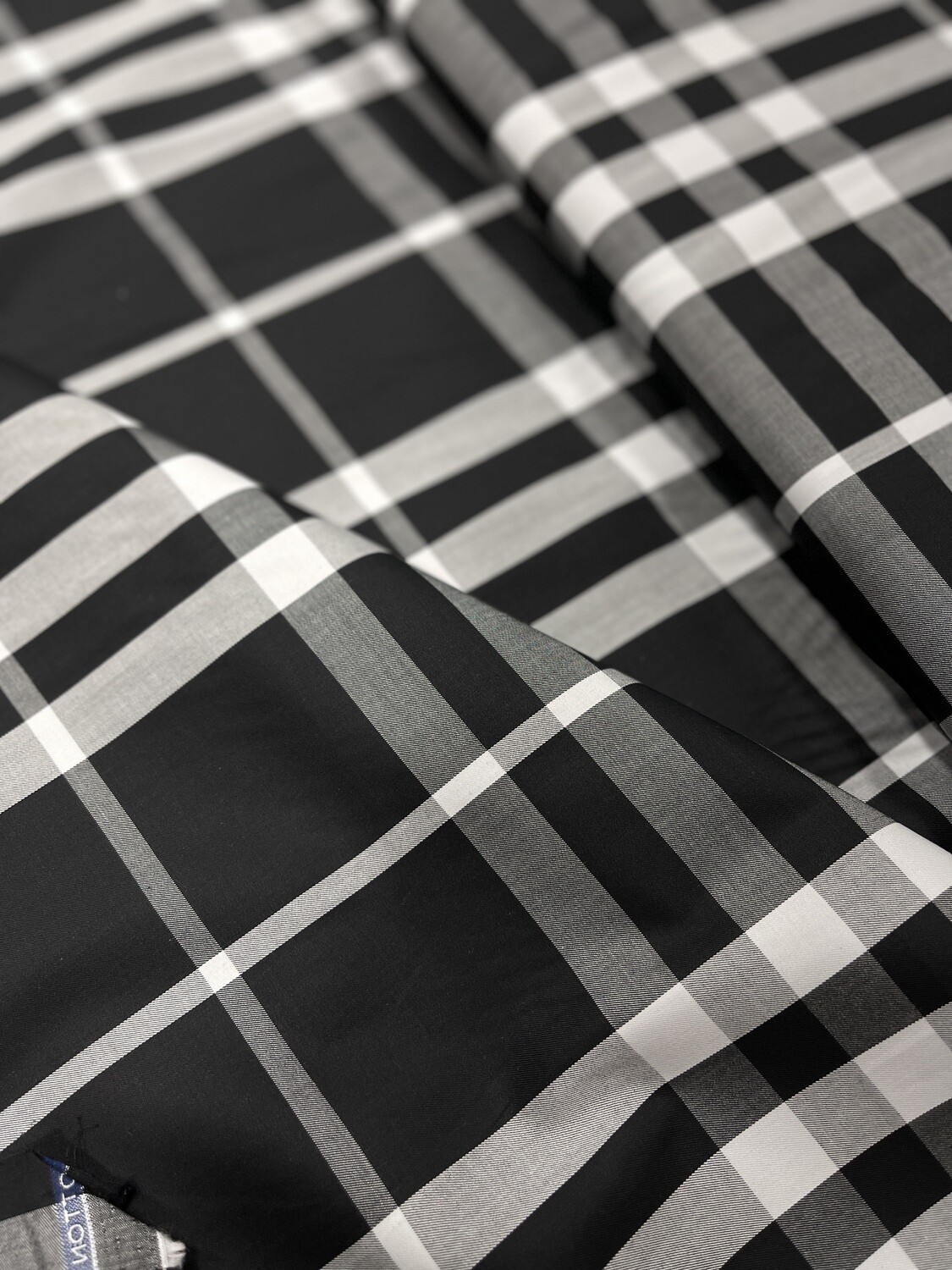 VCP Black &amp; Silver Checks Fabric