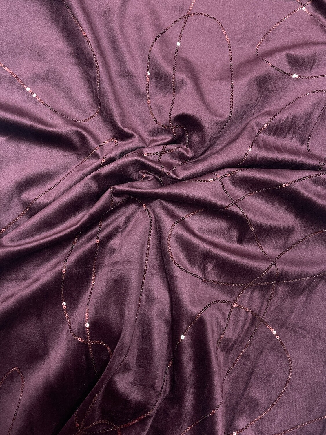 Velvet Maroon Sequin Fabric