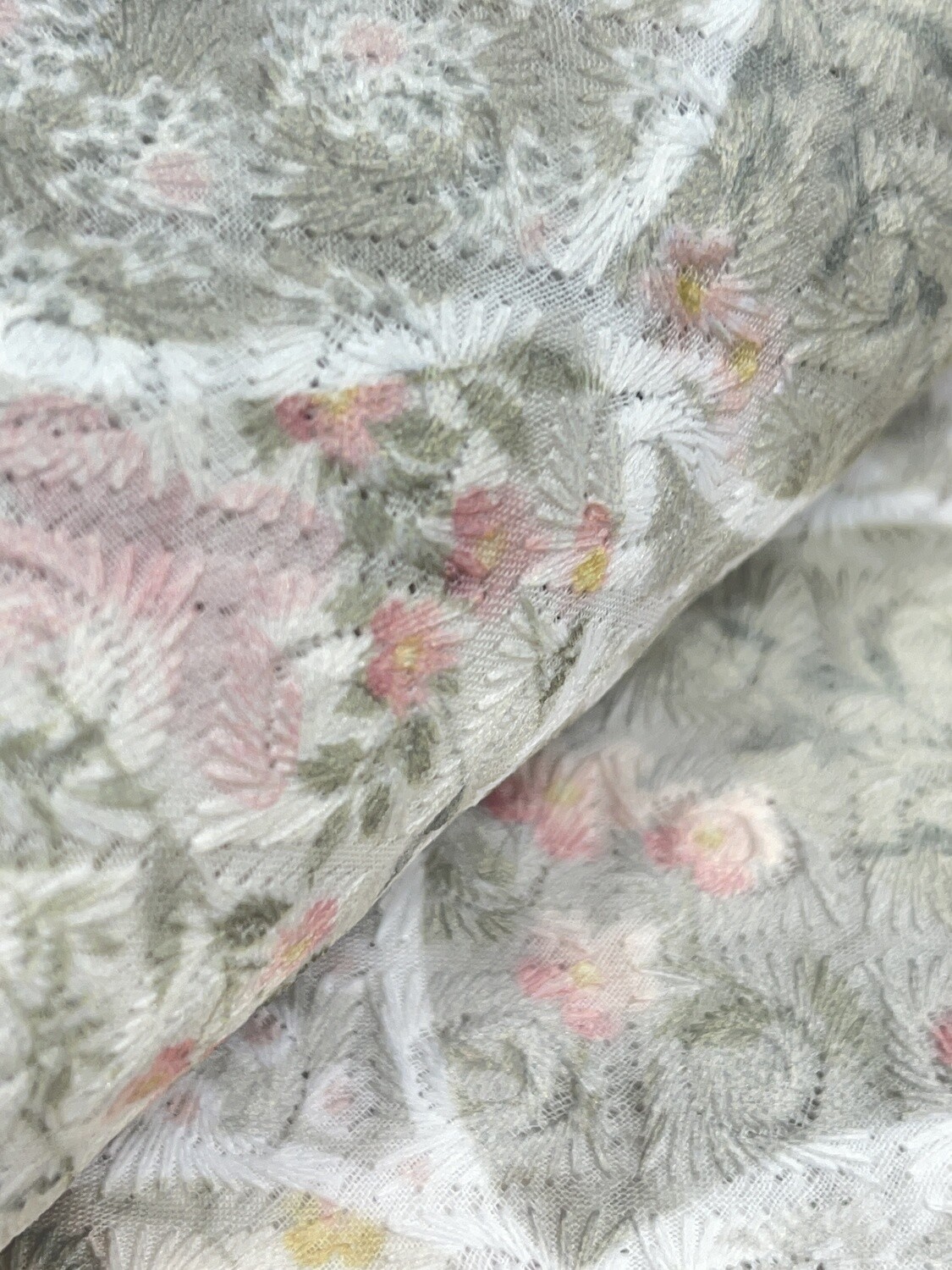 Pista Green Floral Fabric