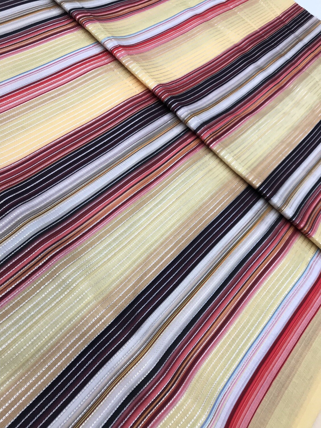 Yellow Red Line Thread Work Fabric