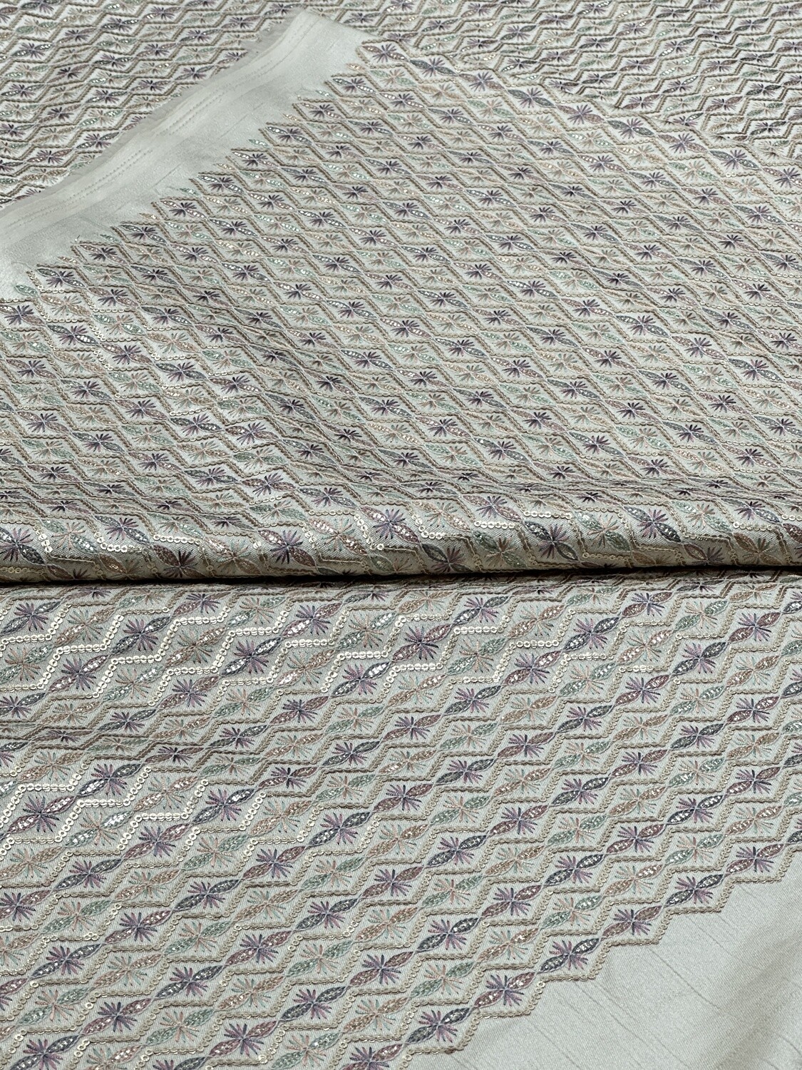 Creme Pastel Gold Sequin Fabric