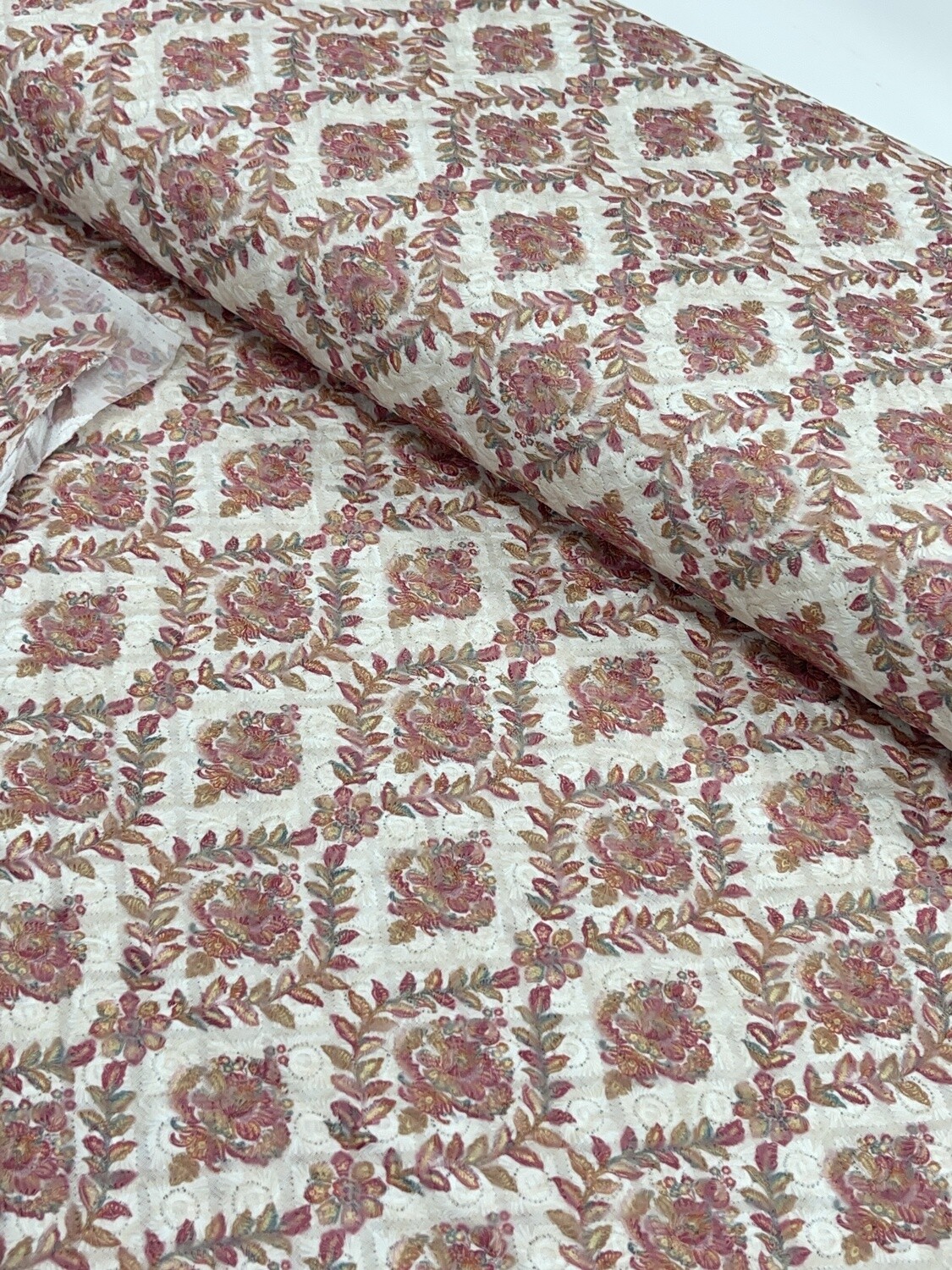Pink Multi Motif Work Fabric
