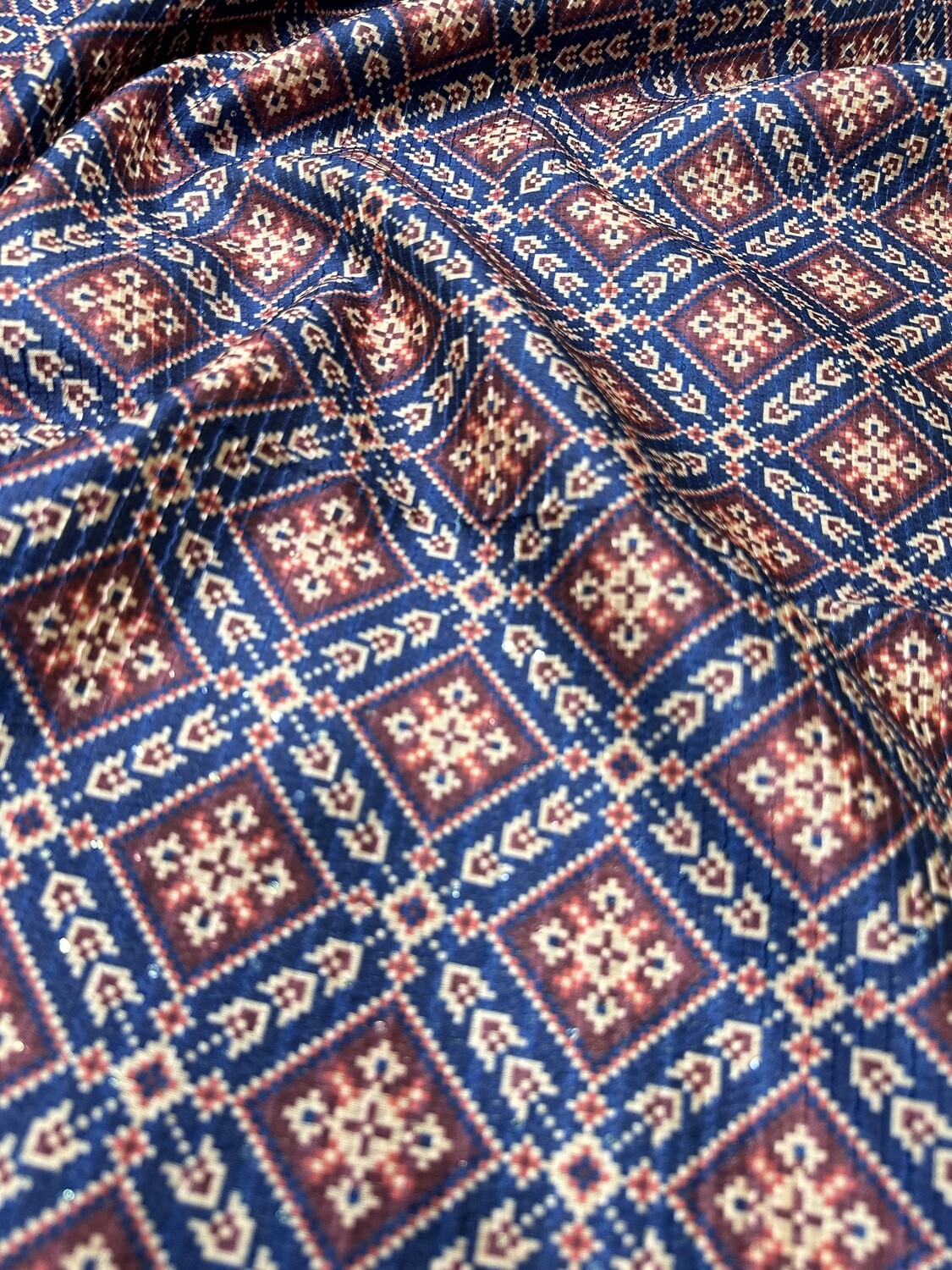 Blue Red Patola Fabric