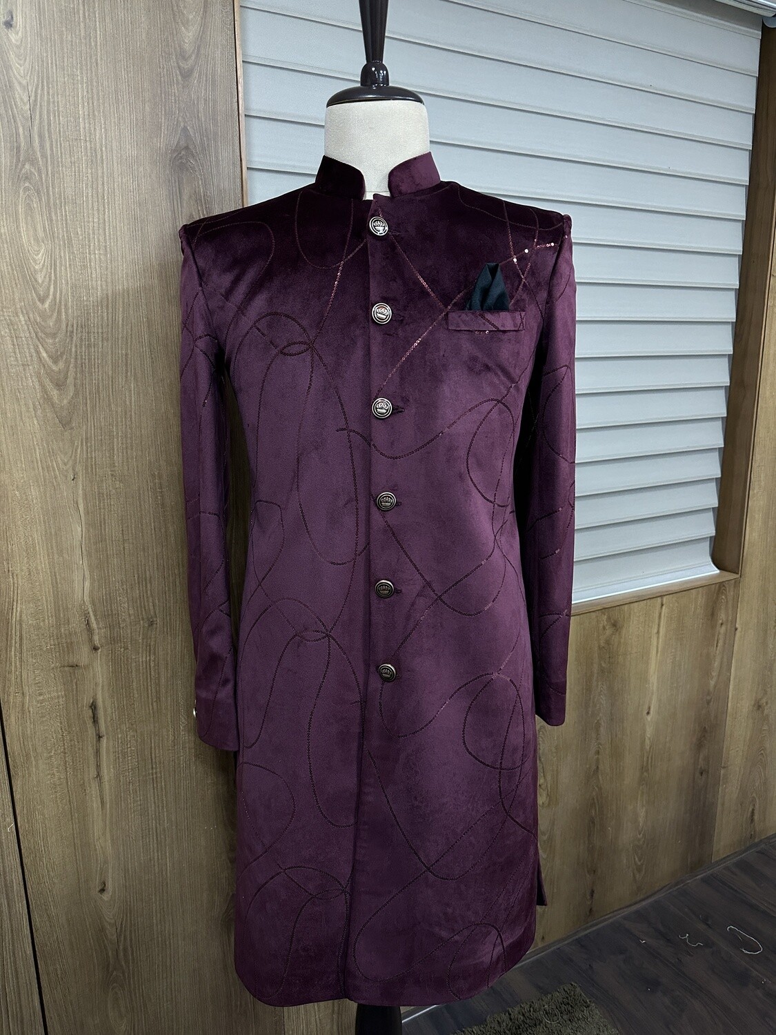 Maroon Velvet Sherwani