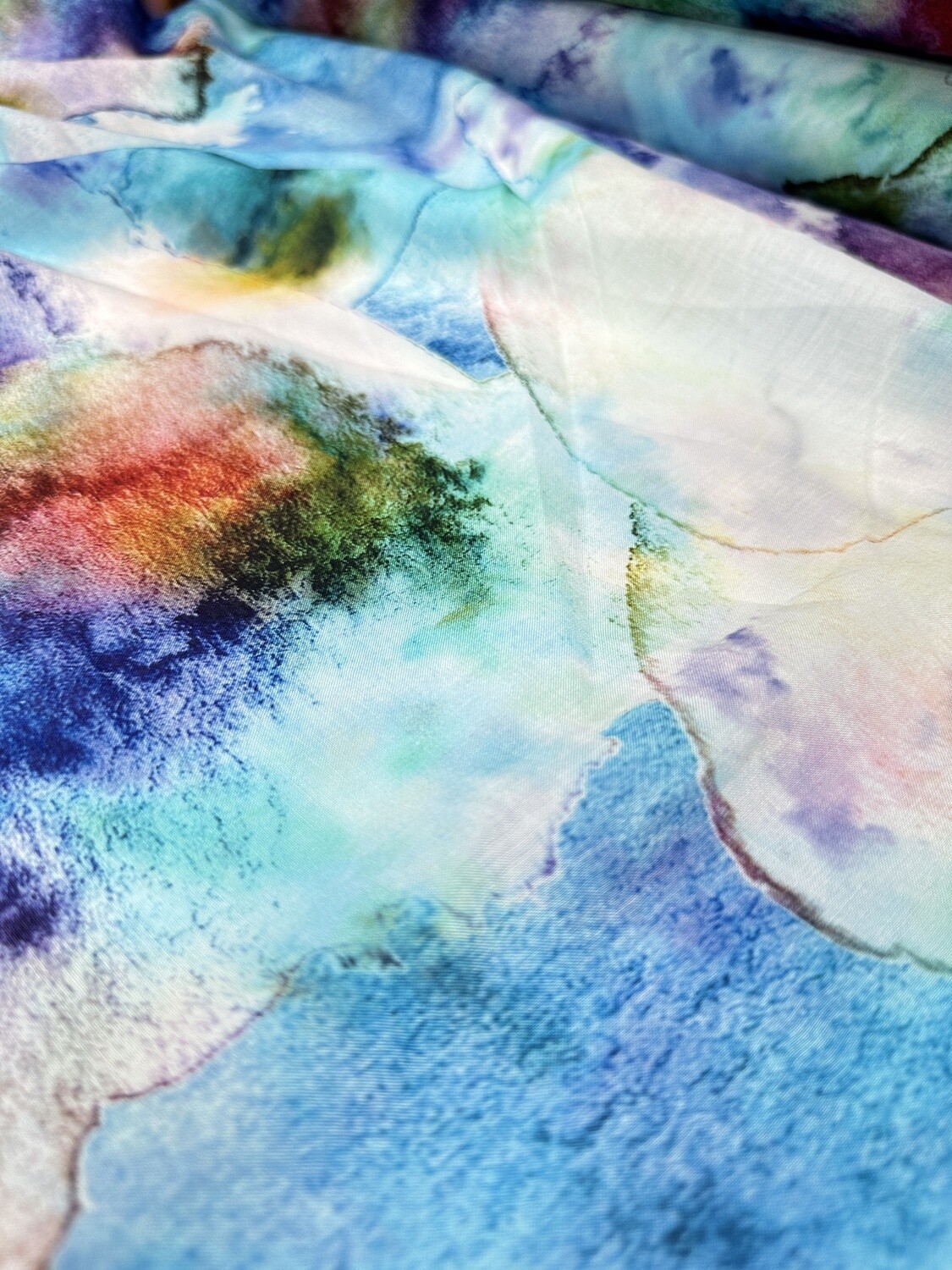 Blue multi colour Printed Fabric