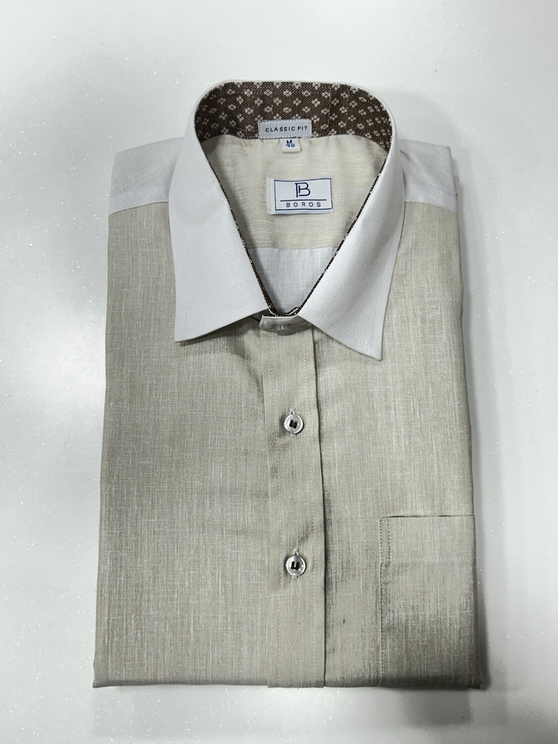 White, Cream &amp; Brown Printed Shirt
