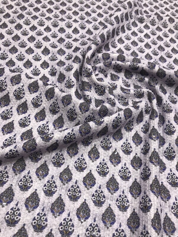 Lavender Sequin Motif Work Fabric