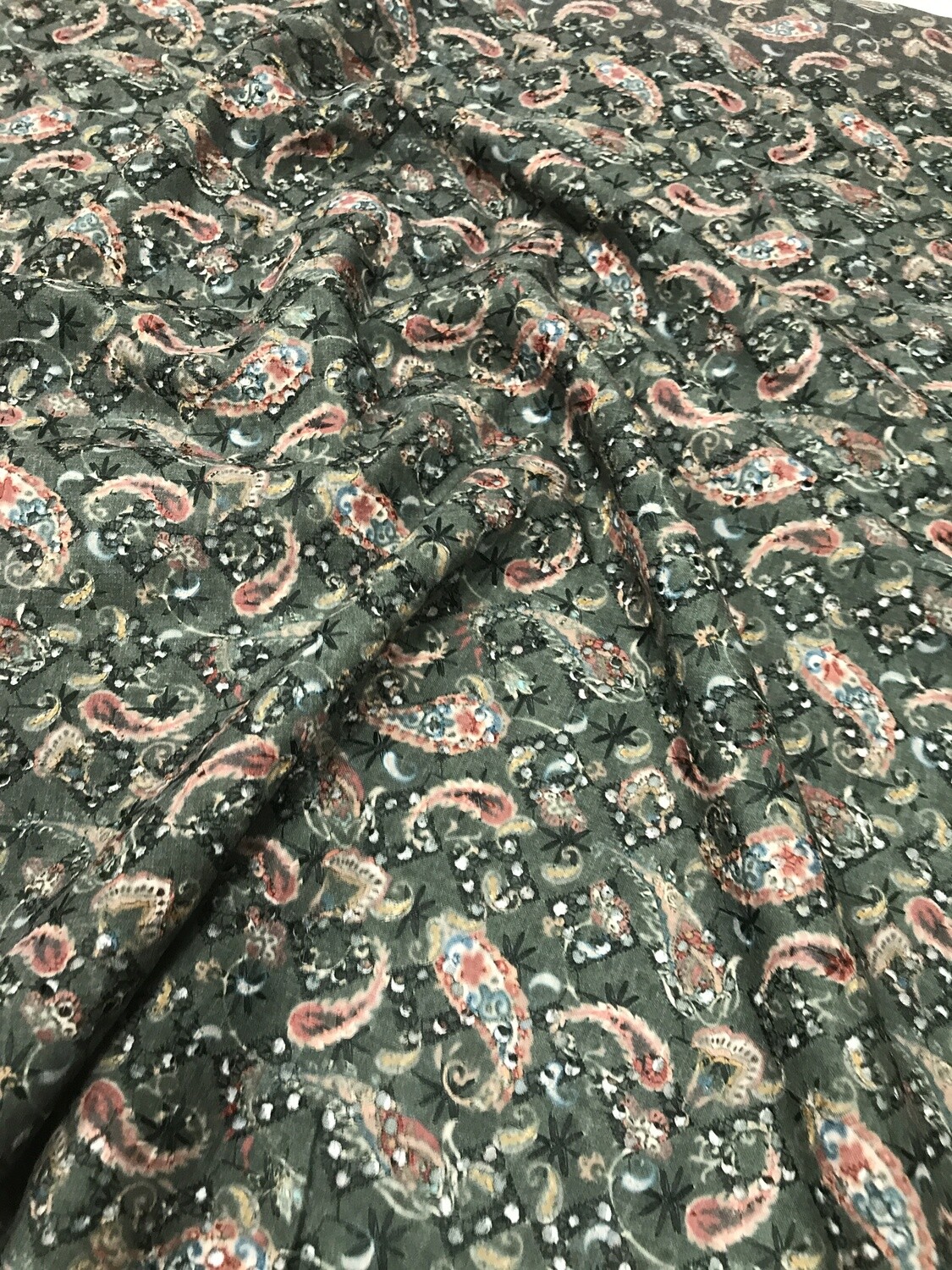 Dark Green Thread Work Fabric
