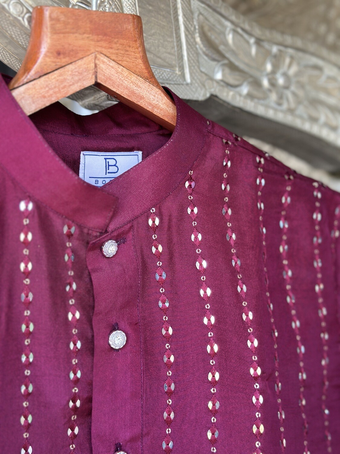 Maroon Sequin Work