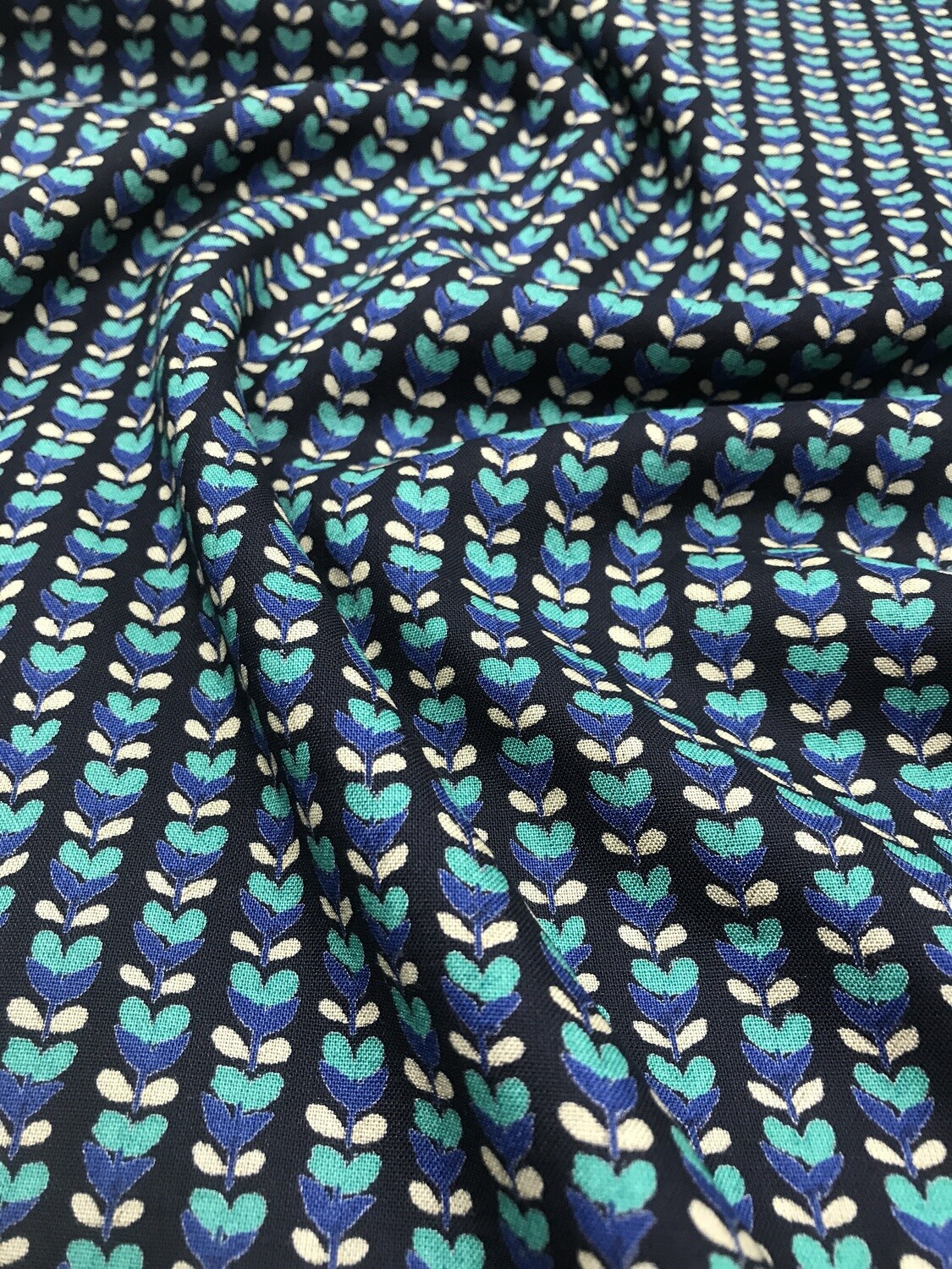 Blue White Leaf Printed