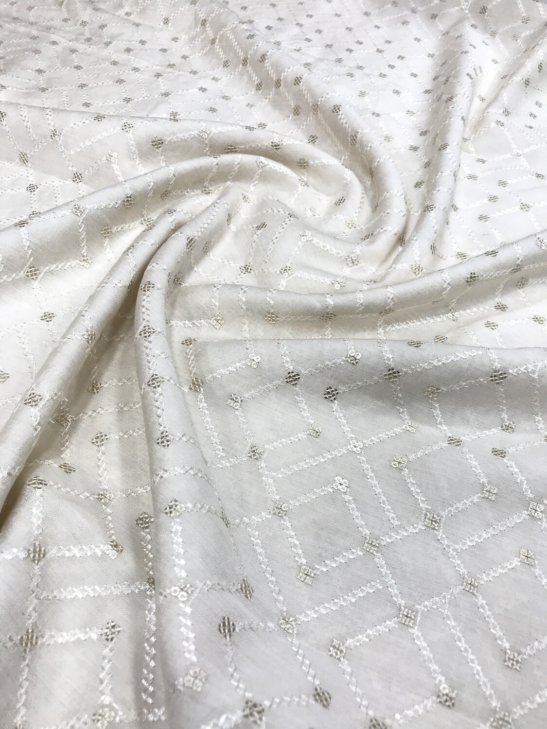 White Square Sequin Work