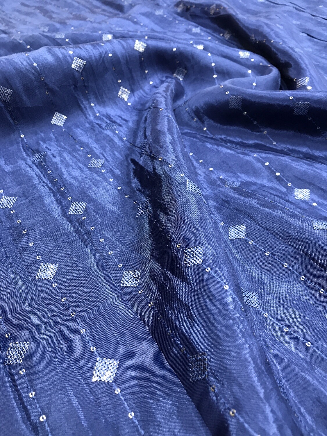 Blue Square Sequin Work