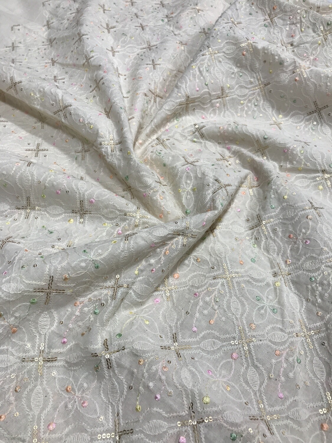 Cream Colorful Embrodered