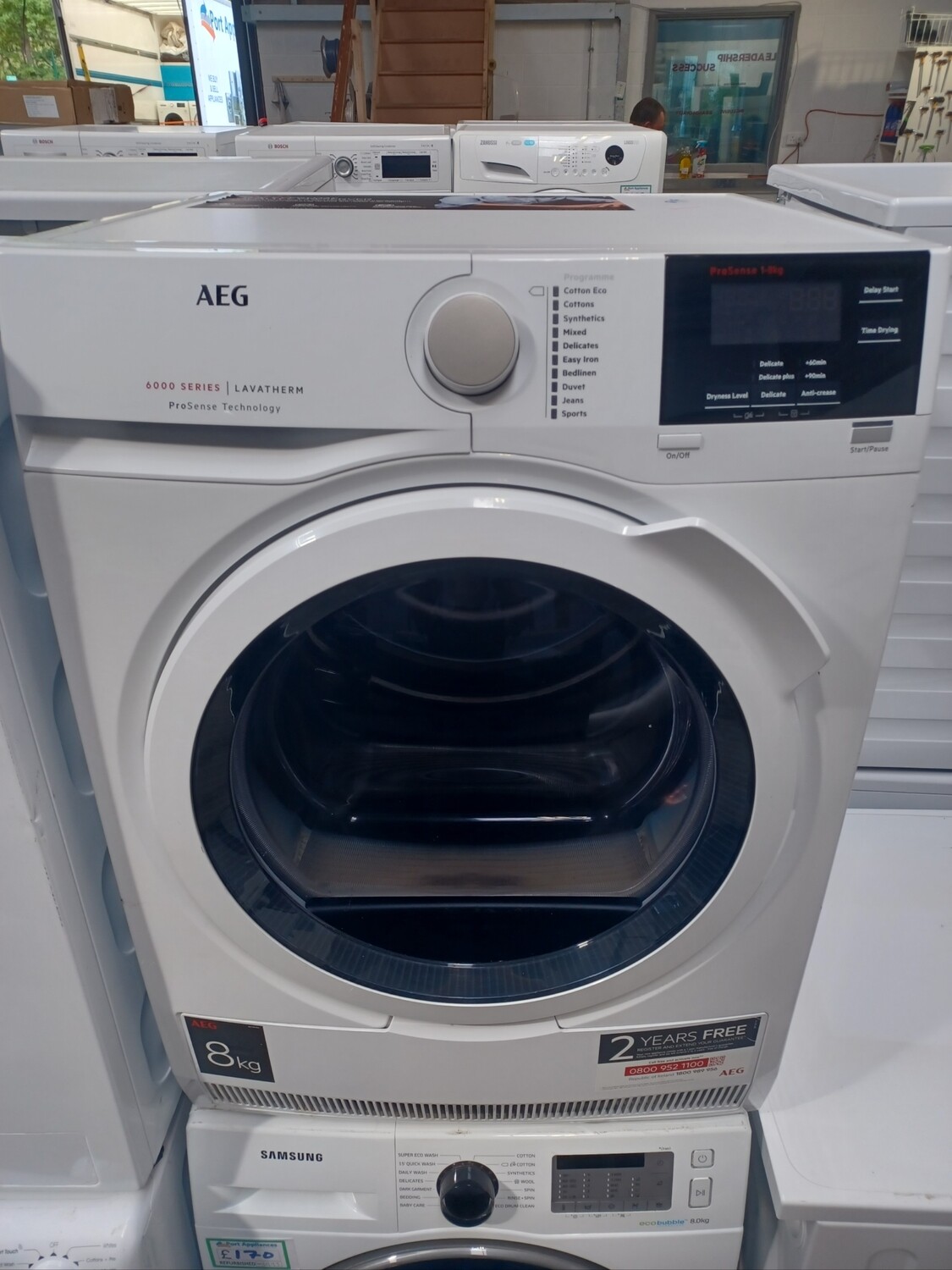 AEG T6DBG821N 9kg Condenser Dryer White Refurbished  H85 W59.5 D60 cm