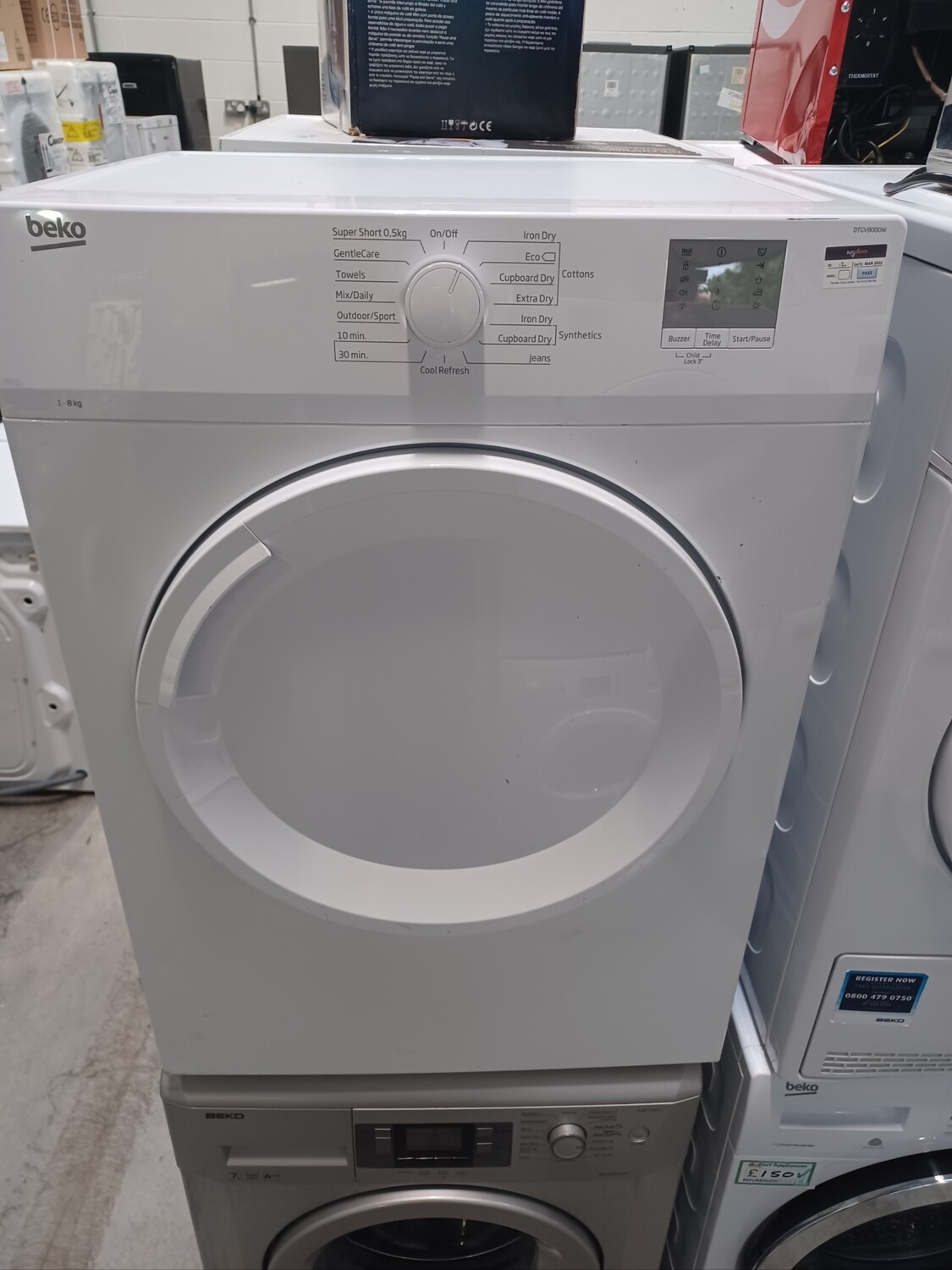 Beko DTGV8000W 8kg Condenser Dryer White Refurbished   H85 W59.5 D60 cm