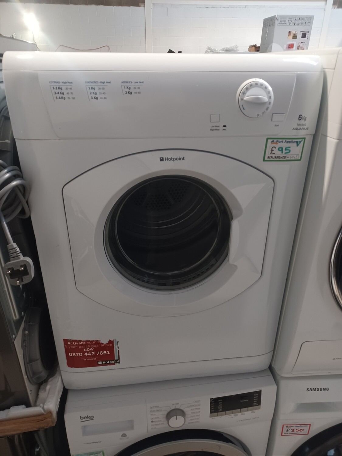 Hotpoint 6kg Vented Dryer White Refurbished 6 Months Guarantee 