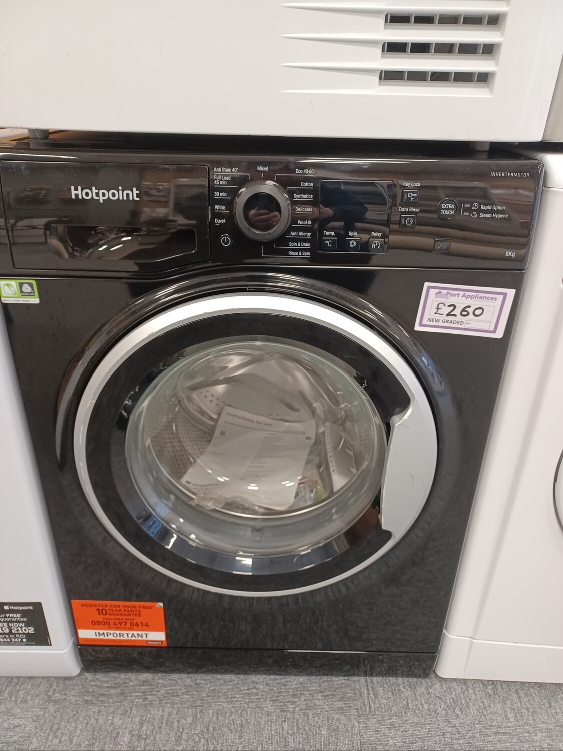 Hotpoint NSWM863CBSUKN 8kg Load, 1400 Spin Washing Machine - Black - New Graded + 1 Year Guarantee. Located In our Whitby Road Shop