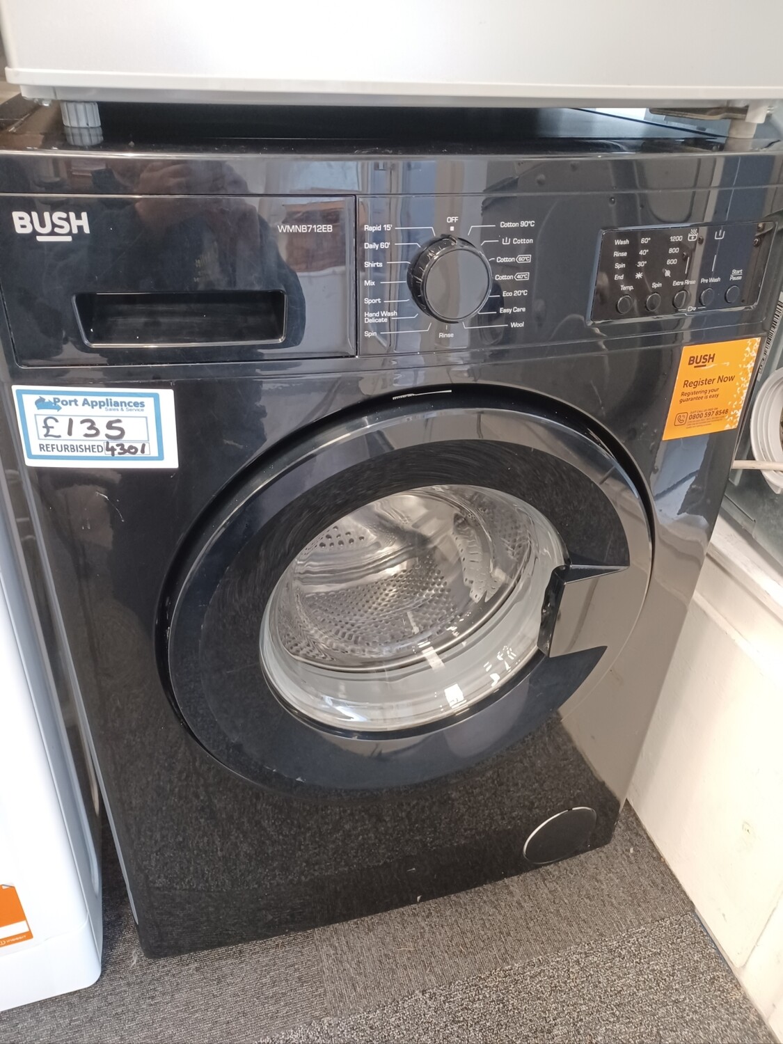 Bush 7kg Load, 1200 Spin Washing Machine - Black - Refurbished - 6 Month Guarantee. Located In our Whitby Road Shop