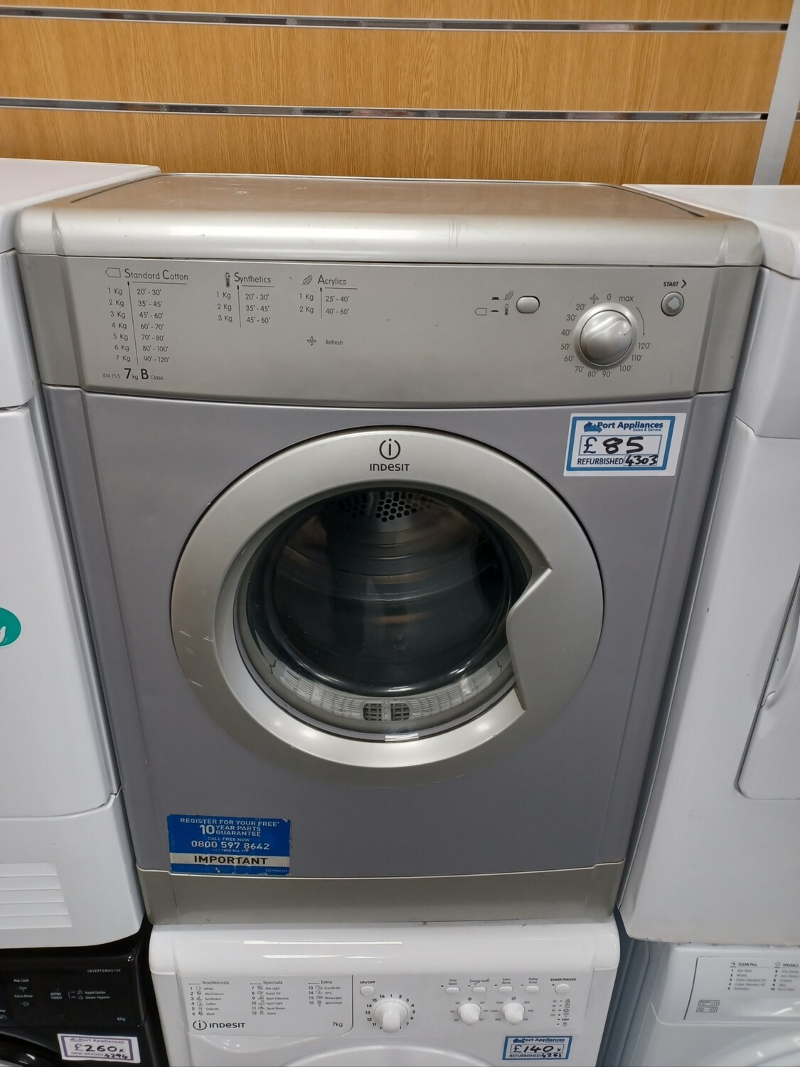 Indesit 7kg Vented Dryer Silver Refurbished 6 Months Guarantee. Located In our Whitby Road Shop