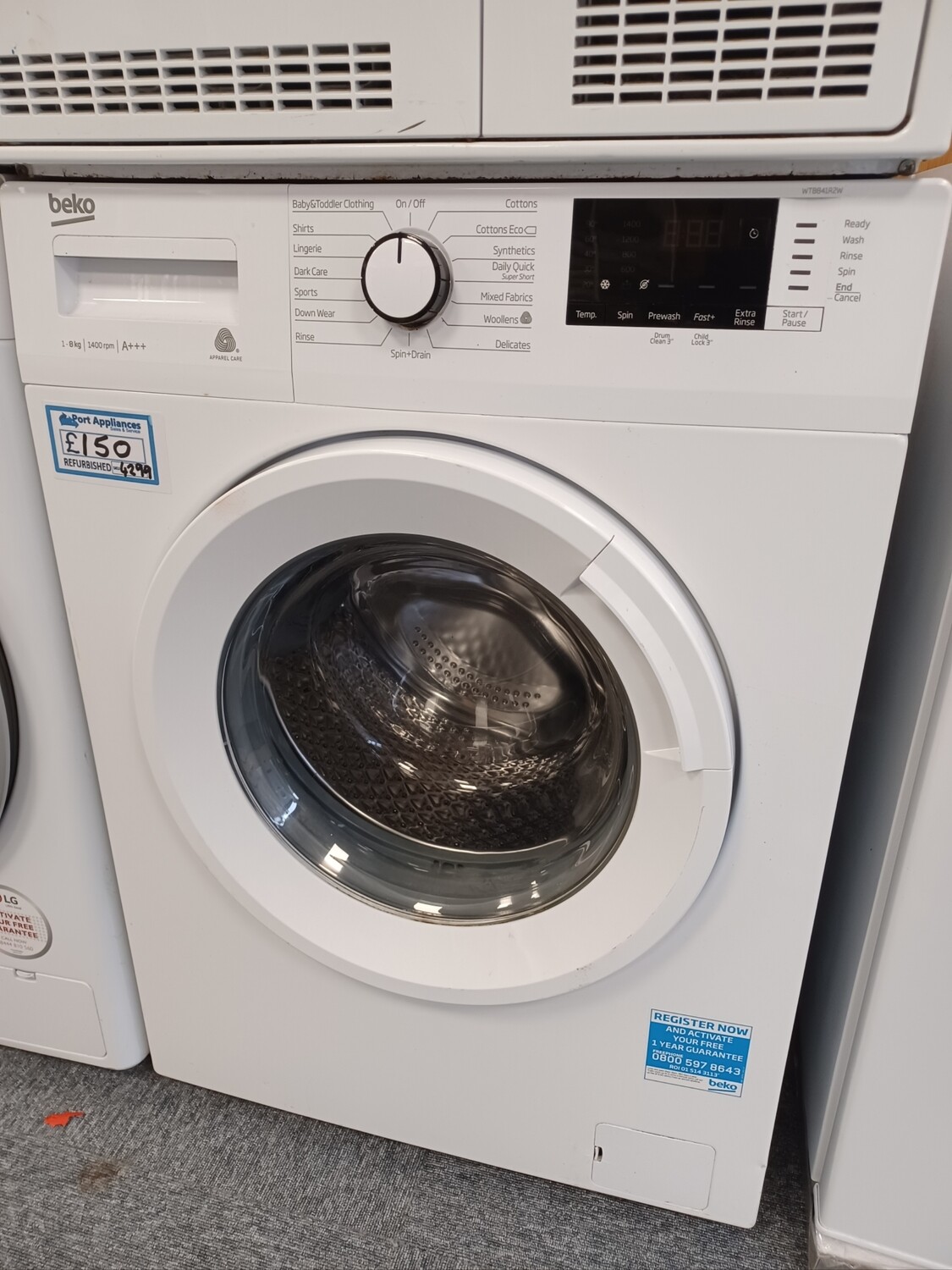 Beko A+++ 8kg Load, 1400 Spin Washing Machine - White - Refurbished - 6 Month Guarantee. Located In our Whitby Road Shop