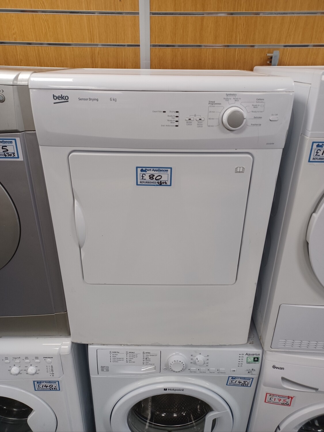 Beko 6kg Vented Dryer White Refurbished 6 Months Guarantee. Located In our Whitby Road Shop