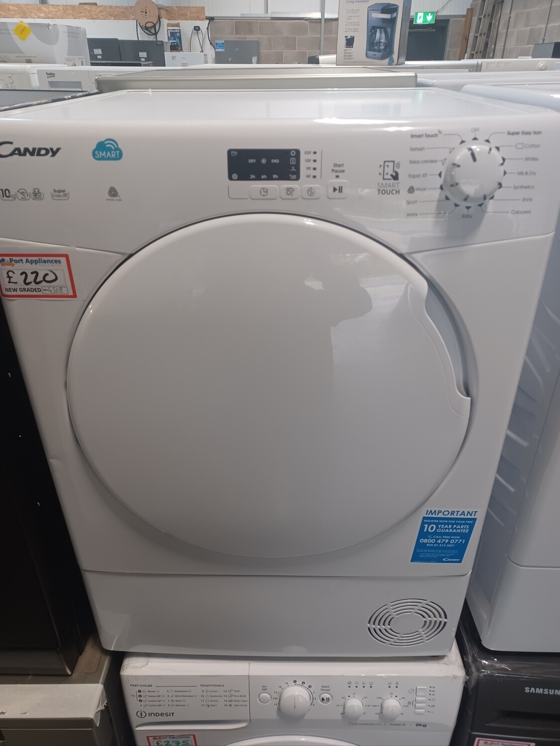 Candy CSC10LF-80 Condenser Dryer  White New Graded 12 Month Guarantee. This tem is located at our warehouse