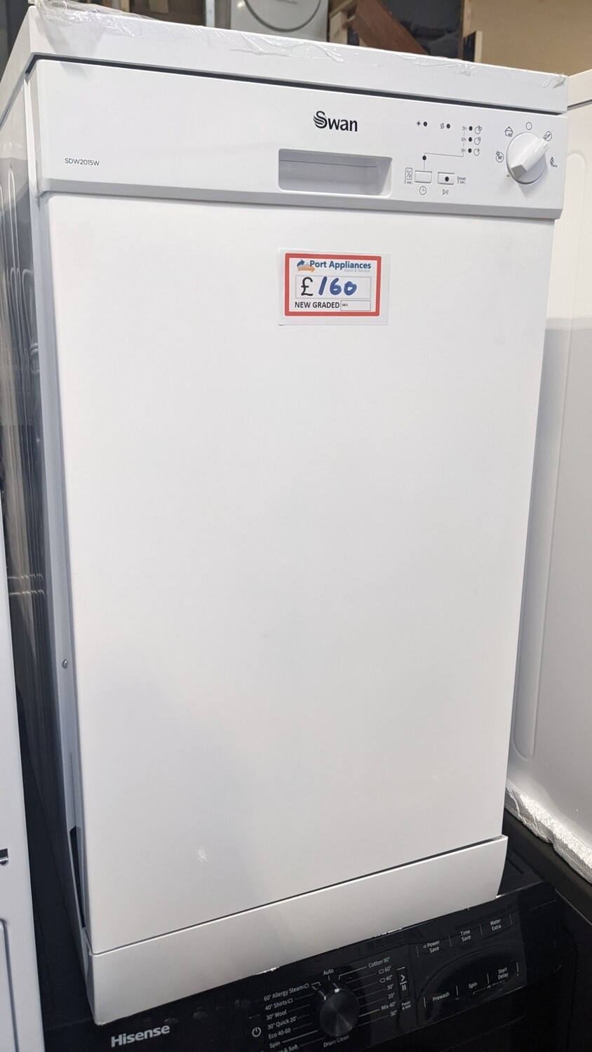 Swan 45cm Freestanding Slimline Dishwasher in White - New Graded + 12 Months Guarantee 