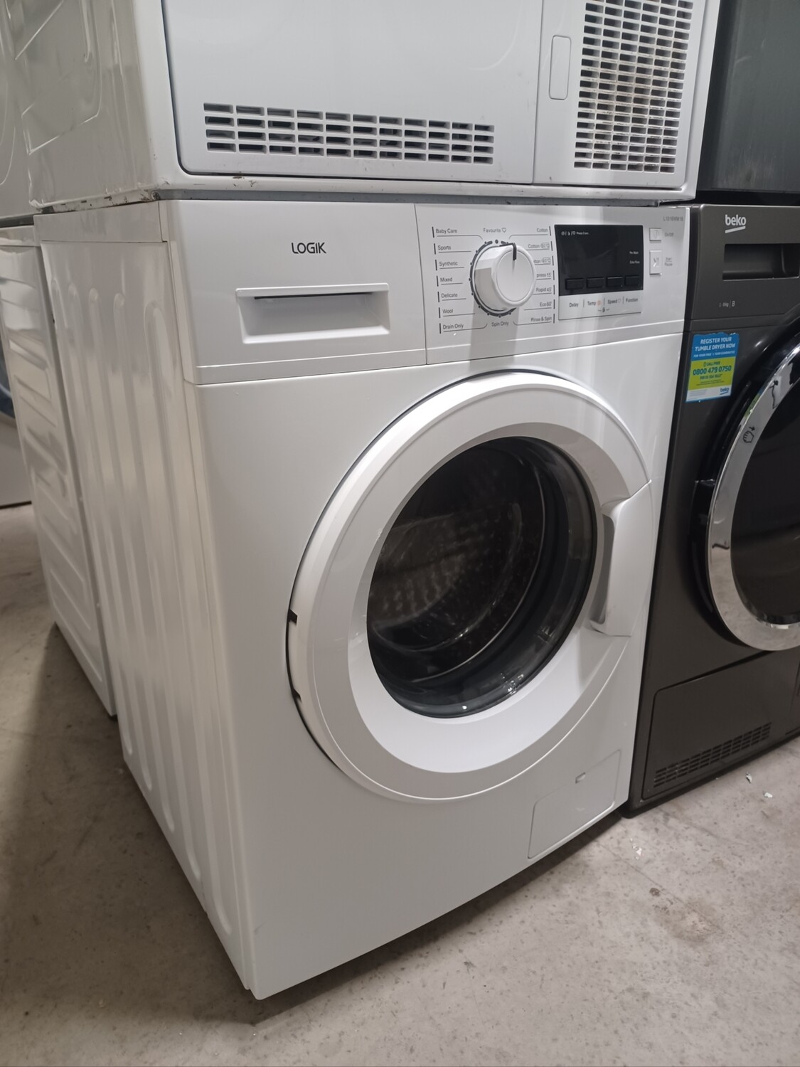 Logik L1016WM18 10kg Load, 1600 Spin Washing Machine - White - Refurbished - 6 Month Guarantee