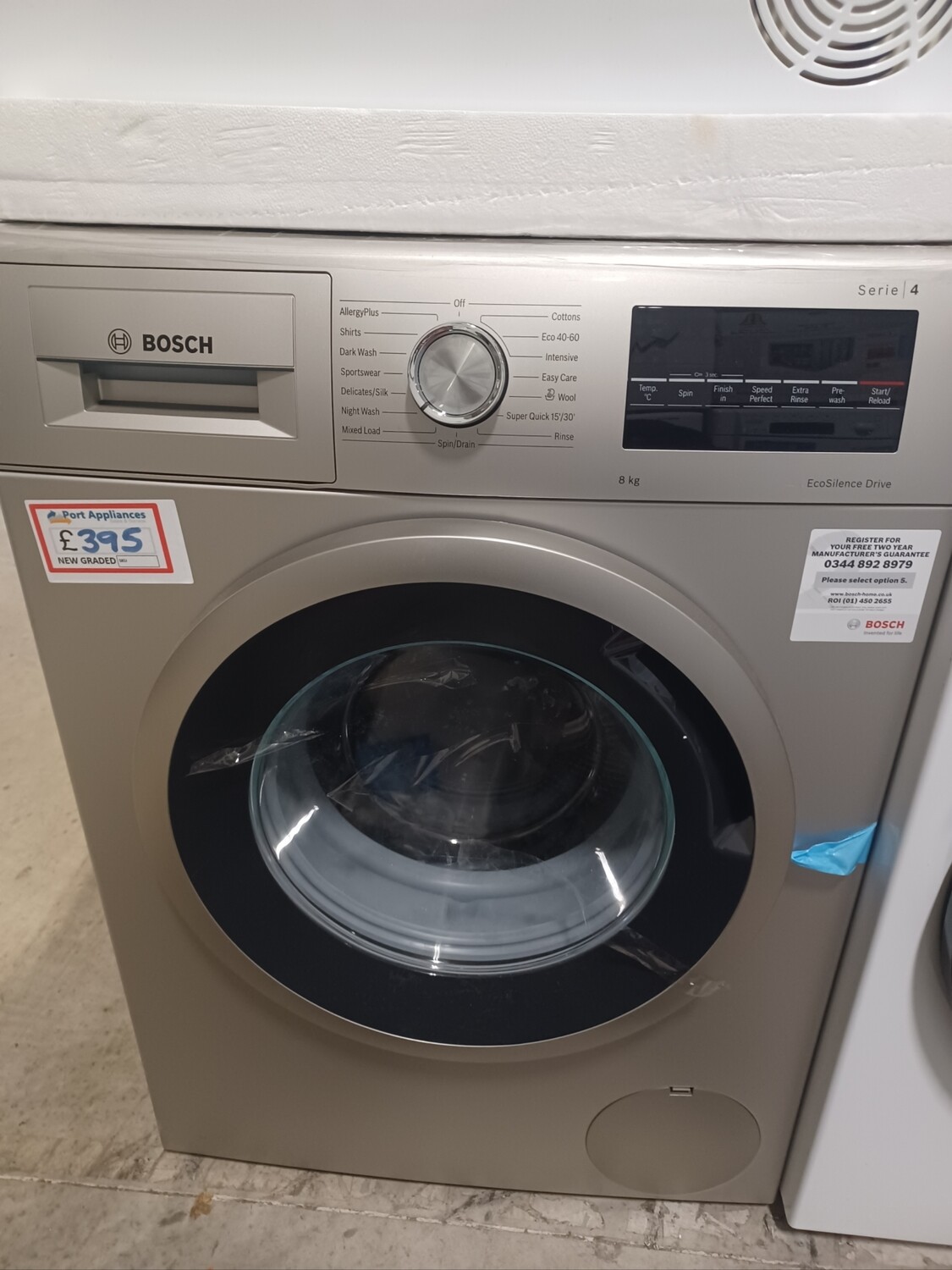 Bosch Serie 4 WAN282X1GB 8kg Load, 1400 Spin Washing Machine - Silver- New Graded - 12 Month Guarantee