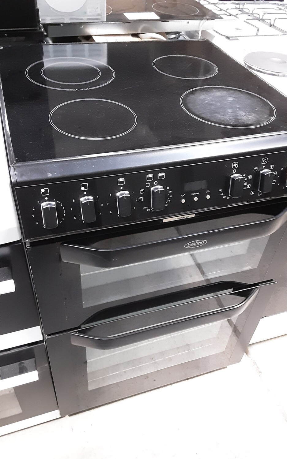 Belling 60cm Electric Cooker Fan oven with Ceramic Hob - Black - Refurbished 6 Month Guarantee 