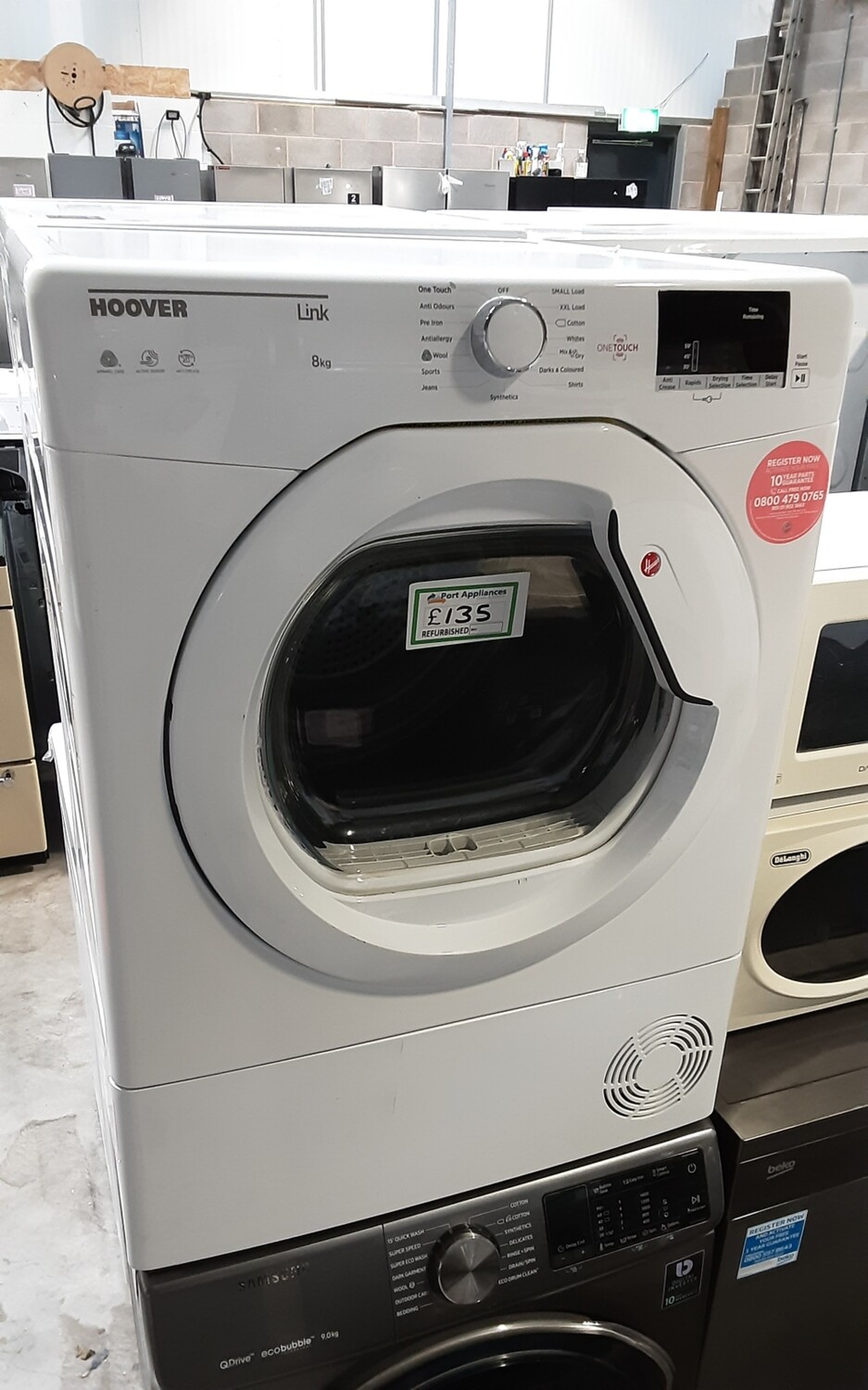 Hoover HLC8DCG.80 8kg Condenser Dryer White Refurbished 6 Months Guarantee 