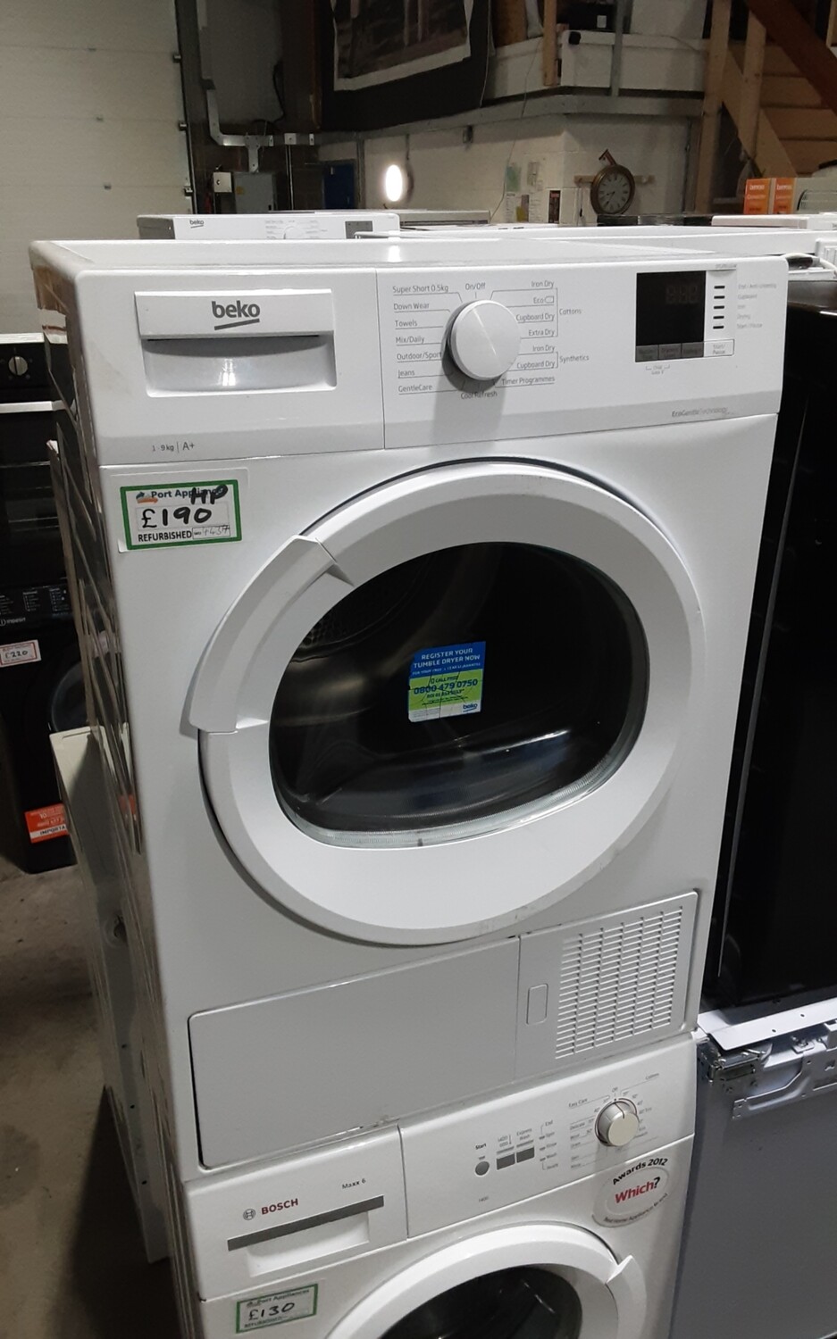 Beko DTLP91151W 9kg Heat Pump Energy Saving Condenser Dryer White Refurbished 6 Months Guarantee 