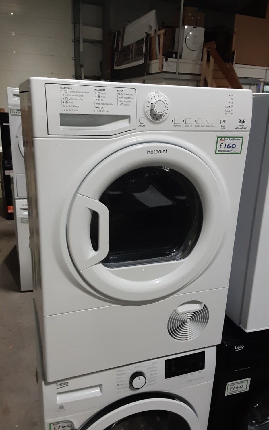 Hotpoint TCFS83B 8kg Condenser Dryer White Refurbished 6 Months Guarantee 
