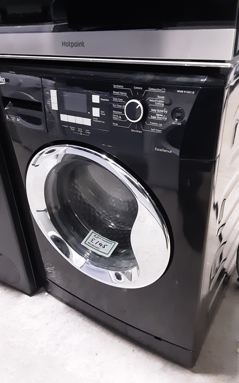 Beko WMB91242LB 9kg Load 1200 Spin Washing Machine - Black - Refurbished - 6 Month Guarantee